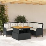 vidaXL Canapés de jardin 2 Pièces avec coussins Noir Résine tressée