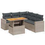 vidaXL Salon de jardin 6 Pièces avec coussins gris résine tressée