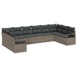 Set de canapé de jardin vidaXL à 10 pièces avec coussins en poly rattan gris