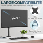 ACROPAQ Support écran PC 2 écrans 13 à 32 pouces Acier- Bras Moniteur Universel 2 PC- Pivotant- Hauteur réglable