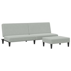 vidaXL Canapé-lit à 2 places avec repose-pied gris clair velours