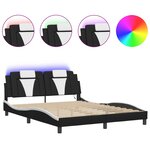 vidaXL Cadre de lit Viana avec LED sans matelas noir et blanc 160x200 cm