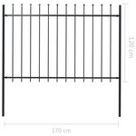 vidaXL Clôture de jardin avec dessus en lance Acier 1 7 x 1 2 m Noir