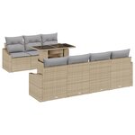 vidaXL Ensemble de canapé de jardin 8 pièces avec coussins beige en poly rotin