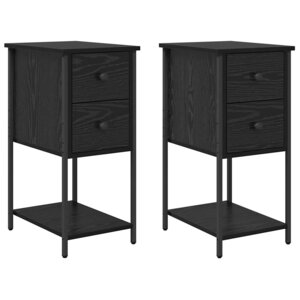 vidaXL Cabinet de chevet avec tiroir 2 Pièces Chêne noir 32 x 42 x 70 cm