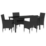 vidaXL Ensemble de salle à manger pour jardin 5 Pièces Noir polyrotin