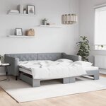 vidaXL Lit de jour avec lit gigogne gris clair 100x200 cm tissu