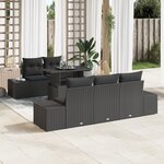 vidaXL Ensemble de Canapés de Jardin de 6 Pièces Avec Coussins Noirs en Rattan Poly