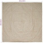 vidaXL Tapis de surface Carré Naturel et Blanc 240 x 240 cm Jute