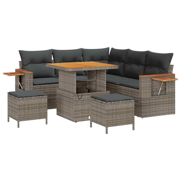 vidaXL Ensemble de canapé de jardin 8 Pièces Gris polyrotin