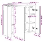 vidaXL Armoire Miroir de Salle de Bain Gris béton 73 5 x 16 x 62 5 cm