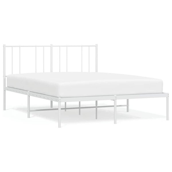 vidaXL Cadre de lit métal sans matelas et tête de lit blanc 150x200 cm