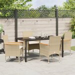 vidaXL Ensemble de salle à manger de jardin 5 pièces avec coussins en rotin poly beige