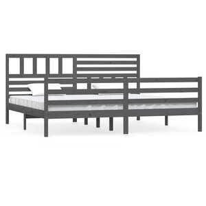 vidaXL Cadre de lit sans matelas bois massif gris 200x200 cm