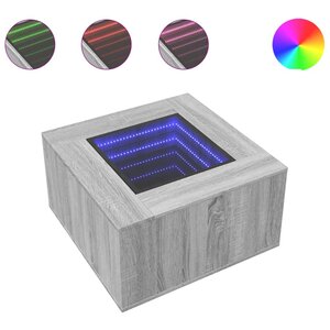 vidaXL Table basse avec LED sonoma gris 60x60x40 cm bois d'ingénierie