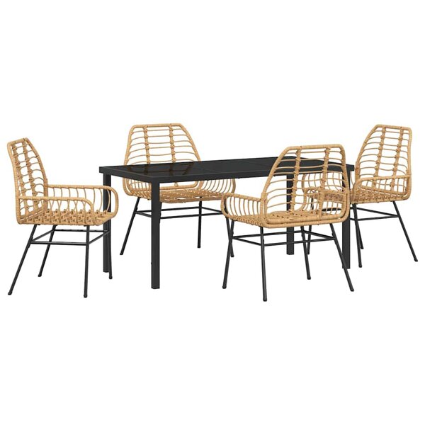 vidaXL Ensemble de salle à manger pour jardin 5 Pièces Marron polyrotin