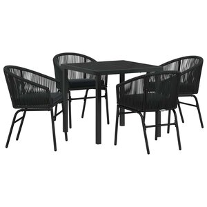 vidaXL Ensemble de salle à manger pour jardin 5 Pièces Noir