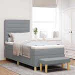 vidaXL Lit à ressorts avec tête de lit Gris clair 190 x 90 cm tissu