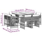 vidaXL Ensemble à manger de jardin 9 Pièces coussins gris résine tressée
