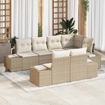 vidaXL Ensemble de canapé de jardin avec coussin 7 Pièces Beige et crème