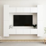 vidaXL Ensemble de meubles TV 8 Pièces Blanc Bois d'ingénierie