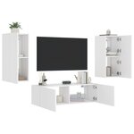 vidaXL Meuble TV muraux 3 Pièces avec lumières LED blanc