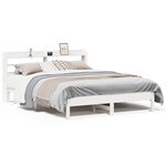 vidaXL Cadre de lit sans matelas blanc 140x190 cm bois de pin massif