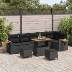 vidaXL Ensemble de canapé de jardin 9 Pièces Noir 90 x 55 x 71 cm