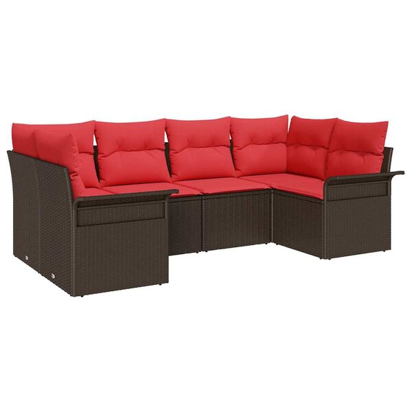 vidaXL Ensemble de canapé de jardin 6 Pièces Marron polyrotin