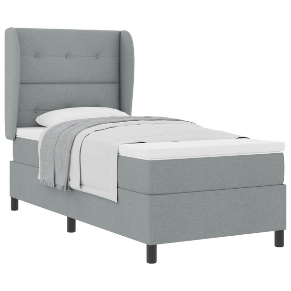 vidaXL Lit à ressorts avec matelas Gris clair 80 x 200 cm tissu