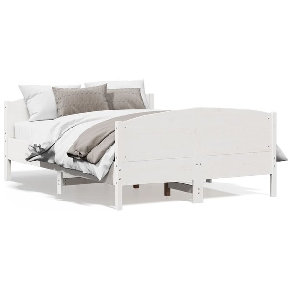 vidaXL Cadre de lit sans matelas blanc 140x190 cm bois de pin massif