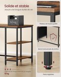 Bureau d’ordinateur table avec rangement 3 étagères 2 tiroirs 60 x 140 x 76 cm pour bureau salon style industriel marron rustique et noir 12_0004571
