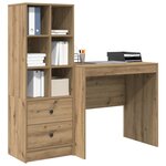 vidaXL Bureau avec tiroir avec étagère 2 Pièces Chêne artisanal