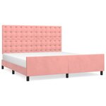 vidaXL Cadre de lit avec tête de lit Rose 160x200 cm Velours