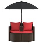 vidaXL Canapé de jardin Marron et rouge 168 x 168 x 180 cm polyrotin