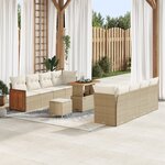 Set de Canapé de Jardin vidaXL 11 pièces avec coussins Beige Poly Rattan Acacia