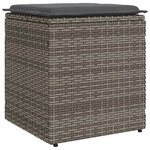 vidaXL Tabourets jardin coussins lot de 2 gris 40x40x43 cm poly rotin