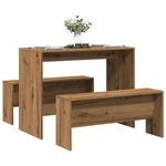 vidaXL Ensemble table à manger et bancs 3 Pièces bois d'ingénierie