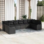 vidaXL Ensemble de canapé de jardin 10 Pièces Noir Poly rotin