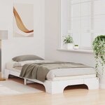 vidaXL Cadre de lit surélevé avec stockage Blanc Bois massif en pin