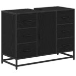 vidaXL Meuble de Lavabo de Salle de Bain Chêne noir 80 x 33 x 60 cm