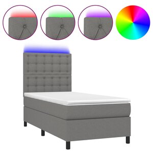 vidaXL Sommier à lattes de lit avec matelas et LED Gris foncé 90x190cm