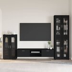 vidaXL Ensemble meuble TV avec tiroir FLORIN Noir Bois d'ingénierie