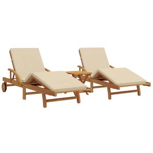vidaXL Transat 3 Pièces Beige 200 x 67 x 84 cm Bois d'Acacia Massif