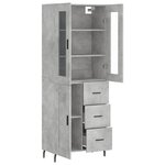 vidaXL Buffet haut Gris béton 69 5x34x180 cm Bois d'ingénierie