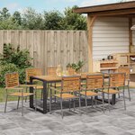 Ensemble de salle à manger de jardin de 9 pièces vidaXL Gris poly rattan acacia
