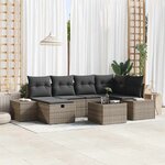 vidaXL Ensemble de canapé de jardin avec coussin 7 Pièces Gris Poly rotin