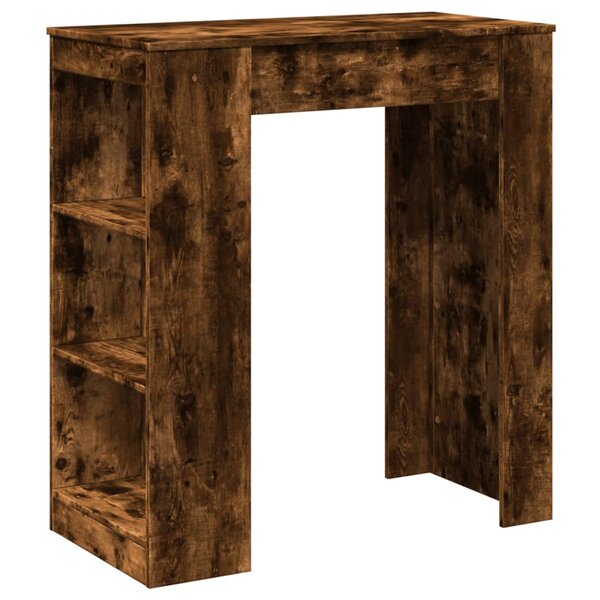 vidaXL Table de bar avec étagères chêne fumé bois d'ingénierie