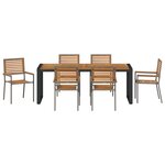 Ensemble de salle à manger de jardin vidaXL 7 pièces gris poly rattan acacia