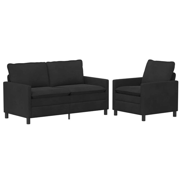 vidaXL Ensemble de Canapés 2 Pièces Noir Velours